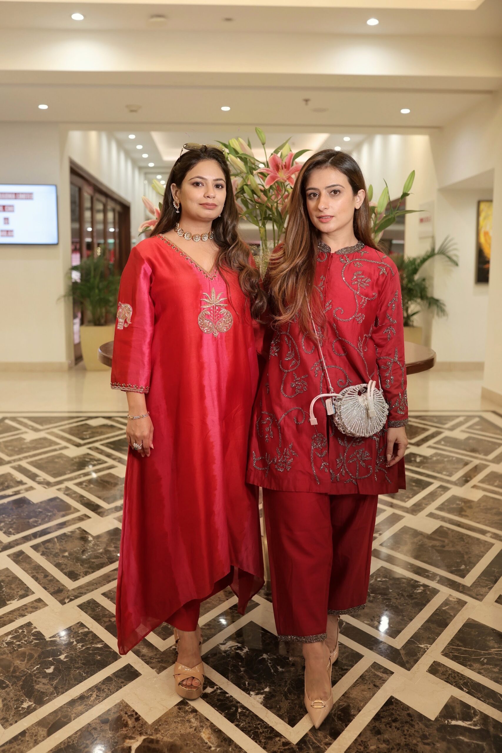 Festive red kurta sets by PRETANYA