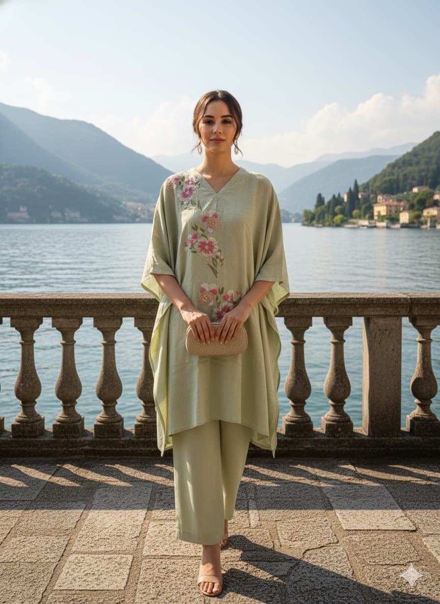 Sage embroidered co-ord by Sriha By Chandrum
